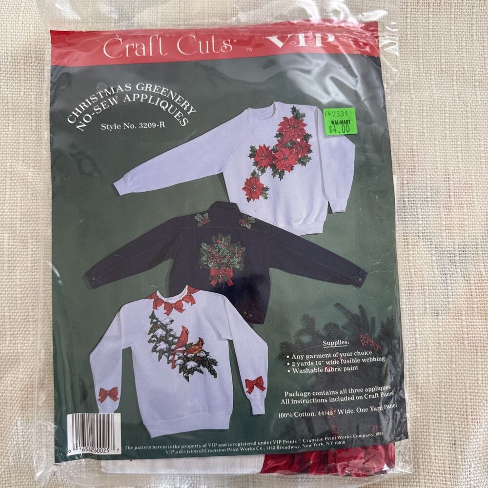 Christmas Poinsettias Cardinals Appliques Fabric Panel VIP Cranston Sew Crafts
